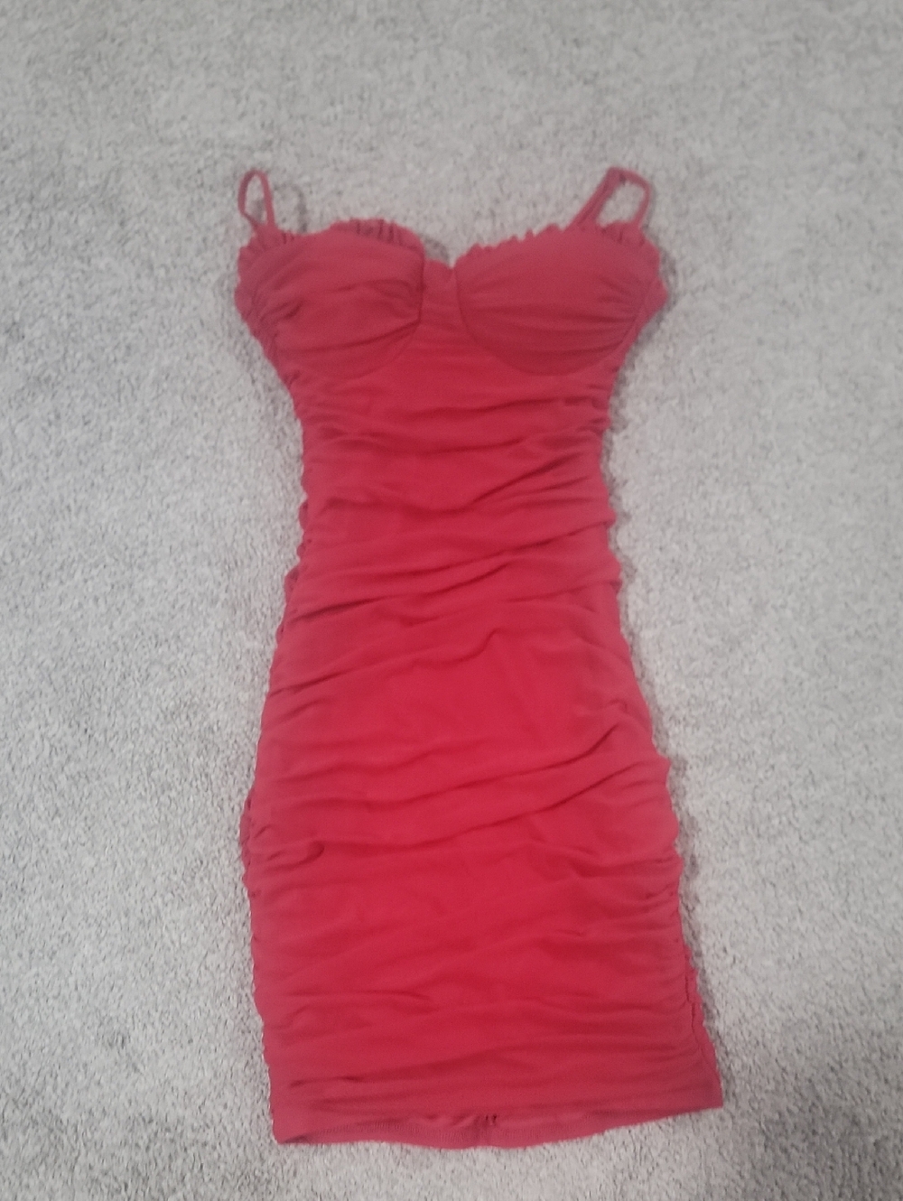 Windsor Red Ruched Spaghetti Strap Bodycon Dress Xs